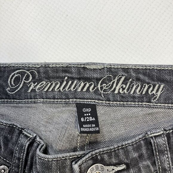 Gap Womens Premium Skinny Low Rise Jeans Size 28 Ankle Charcoal Gray 28” Inseam - Picture 4 of 10